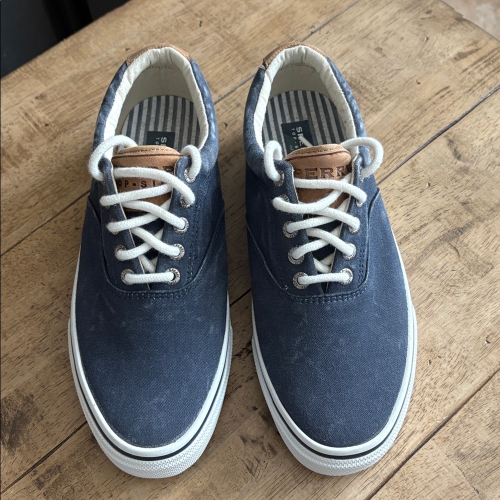 Sperry Navy Canvas Sneakers with White Accents